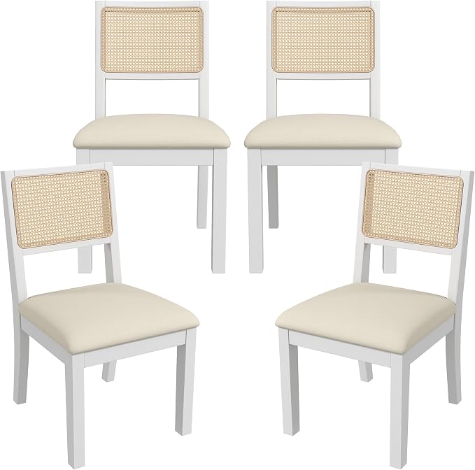 Westice Rattan Dining Chairs Set of 4, Farmhouse Natural Dining Room Chairs by ChairsforHomeLivingRoom