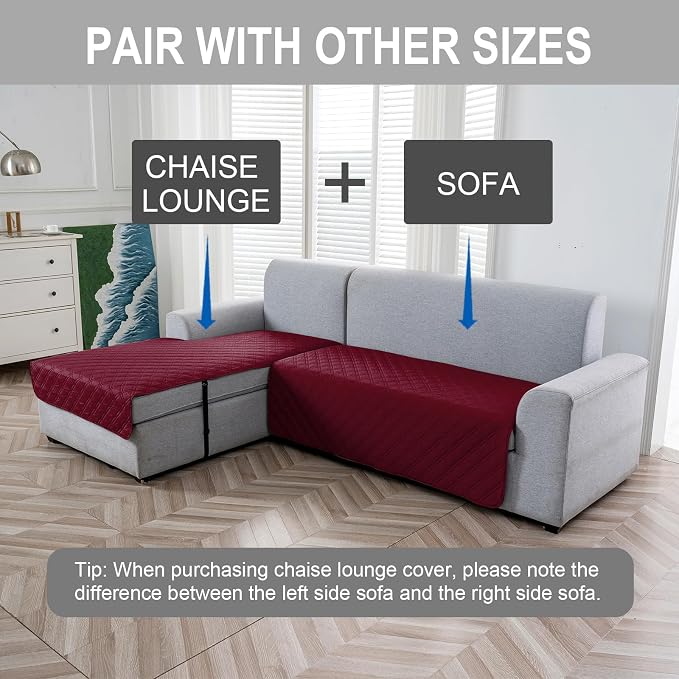 Genina L Shape Couch Cover, Sectional Couch Chaise Covers, Waterproof Washable - Image 2
