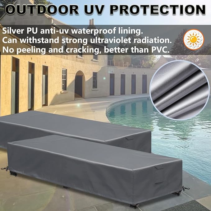 Patio Lounge Chair Covers 4 Pack Waterproof Outdoor chaise lounge cover 80" x - Image 4