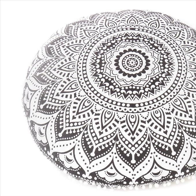 Mandala Floor Pillow Cover Meditation Cushion Seating Throw Hippie Round by EyesofIndia