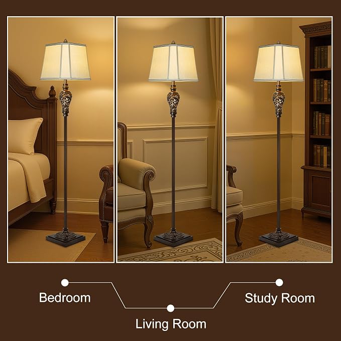 Vintage Floor Lamp with Night Light, Farmhouse Industrial Design Tall Lamp - Image 5