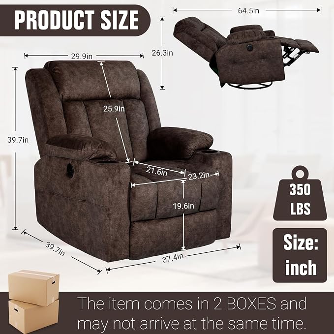 LEVELEVE Retro Rocking Recliner Chair, Massage Rocker Recliner Chair - Image 3