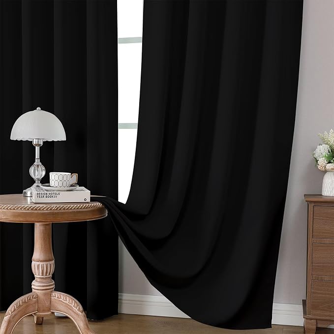 CUCRAF Black Blackout Curtains 72 inch Length 2 Panels Set, Rod Pocket Room - Image 5