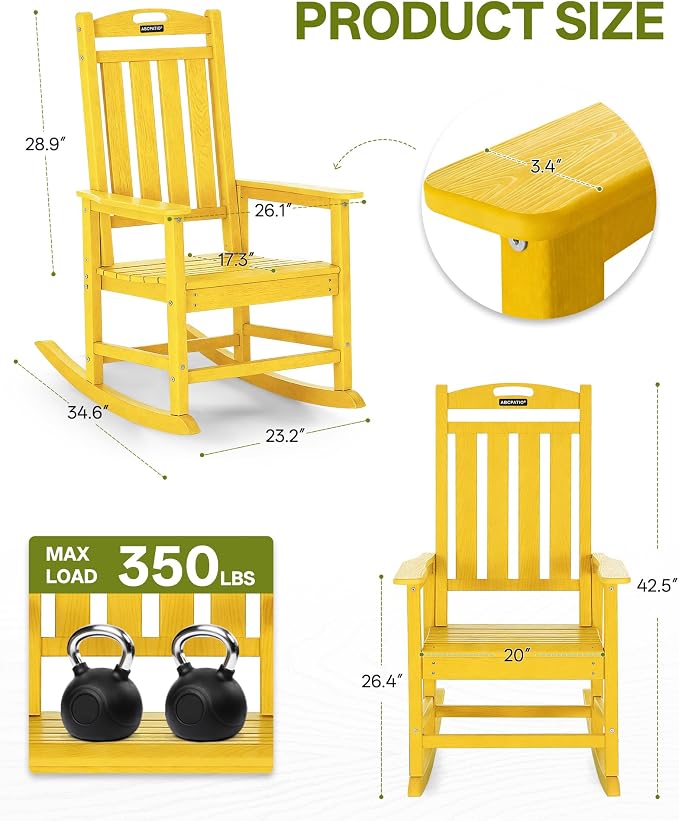 Outdoor Adirondack Rocking Chairs All-Weather HDPE Patio Rocker Chair - Image 3