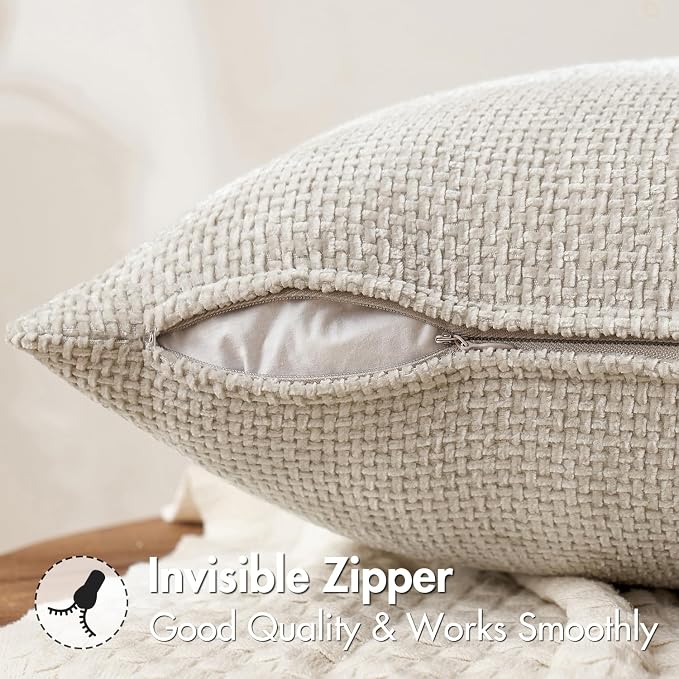 MIULEE Pack of 2 Couch Throw Pillow Covers 20x20 Inch Neutral Beige Modern Boho - Image 5