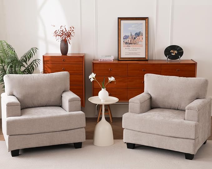 Oversized Living Room Chairs Set of 2, Comfy Accent Chair by Fryruwa