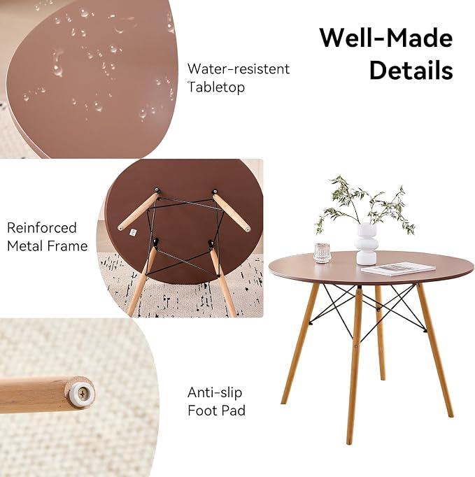 5-Piece Round Dining Table Set, Small 31.5" Kitchen Table Chairs Set of 4 Space - Image 4