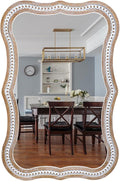 35x24 Inch Wavy Wooden Frame Mirror by DecointoWallDecor