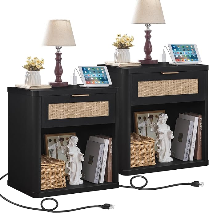 LEYAOYAO Rattan Nightstand by LEYAOYAO-Findtheshiningpointofyourideallife%EF%BC%81