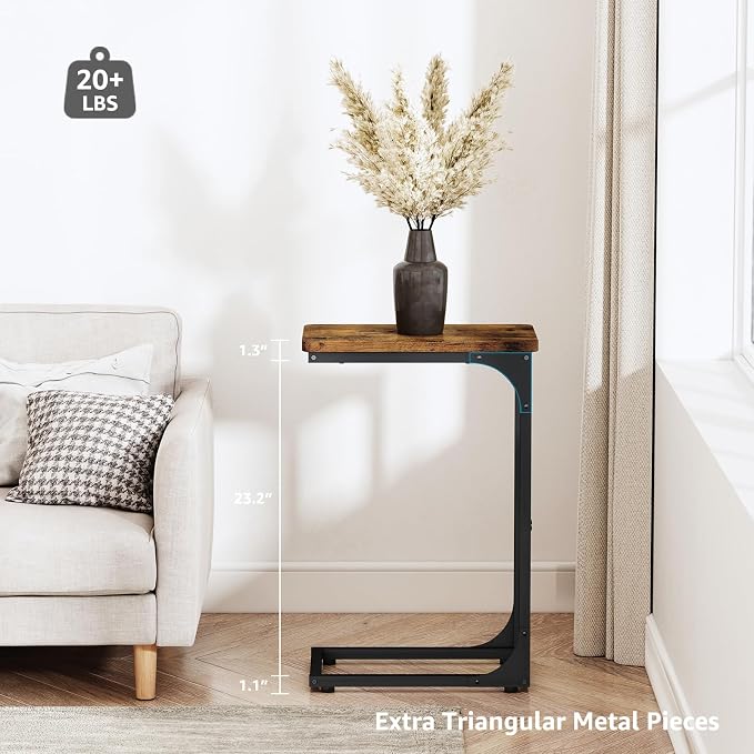 QEEIG Narrow C Shaped Side Table Set of 2 Living Room Sets Slim Couch Tray - Image 3