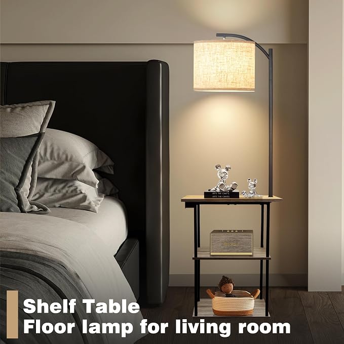 PESRAE Floor Lamp with Tables, End Table with Charging Station, 3 Color - Image 5