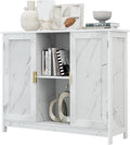 TaoHFE Marble Top Narrow Sideboard Cabinet, Modern White Marble Side Buffet by TAOHFE