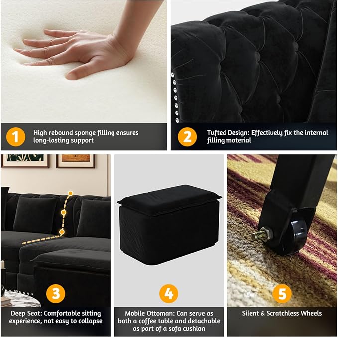 89" Velvet Convertible Sofa Bed Couch - Image 3