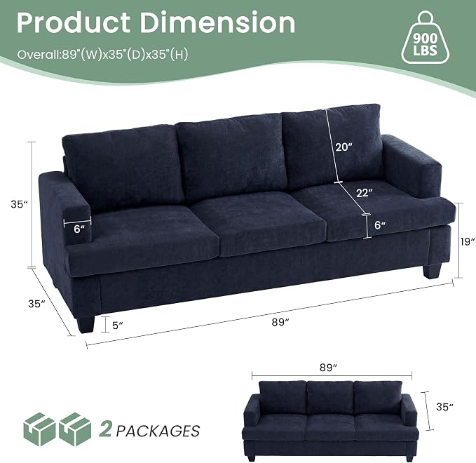 YOUDENOVA Sofa, Modern Comfy Couches - Image 2