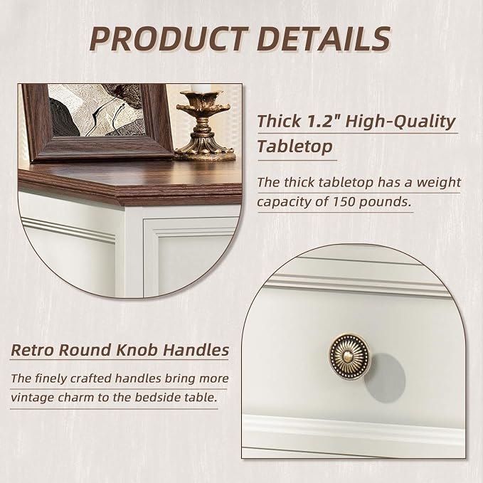 Joaxswe 24" Wide Farmhouse Night Stand Set of 2, Large End Table - Image 7