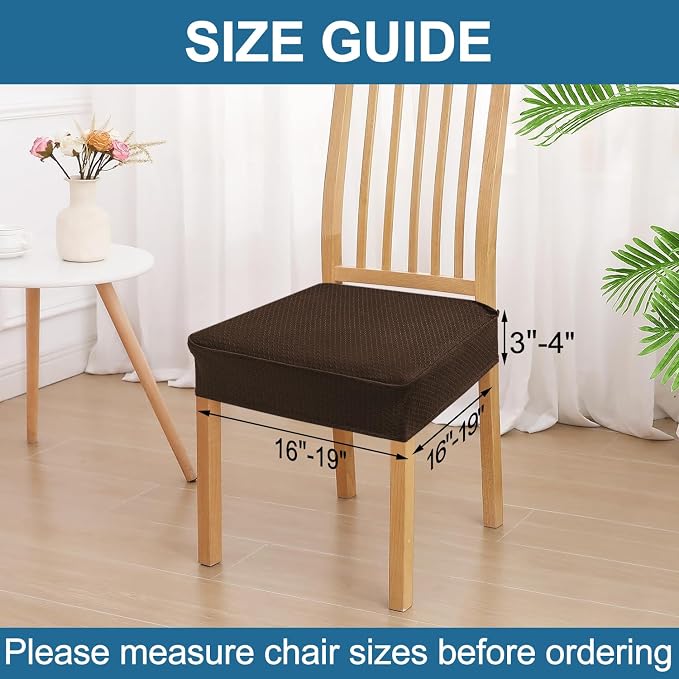 Smiry Waterproof Seat Covers for Dining Room Chairs Set of 8, Stretch Jacquard - Image 2