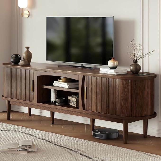 Decofy Mid Century TV Stand for TVs up to 80 Inches, Entertainment Center - Image 7