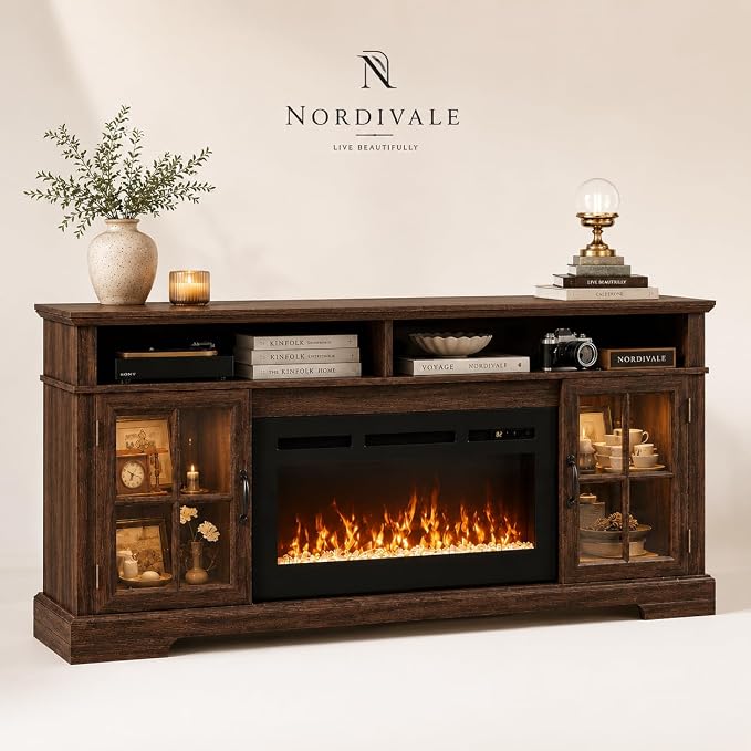 70" Fireplace TV Stand, Modern Entertainment Center - Image 8