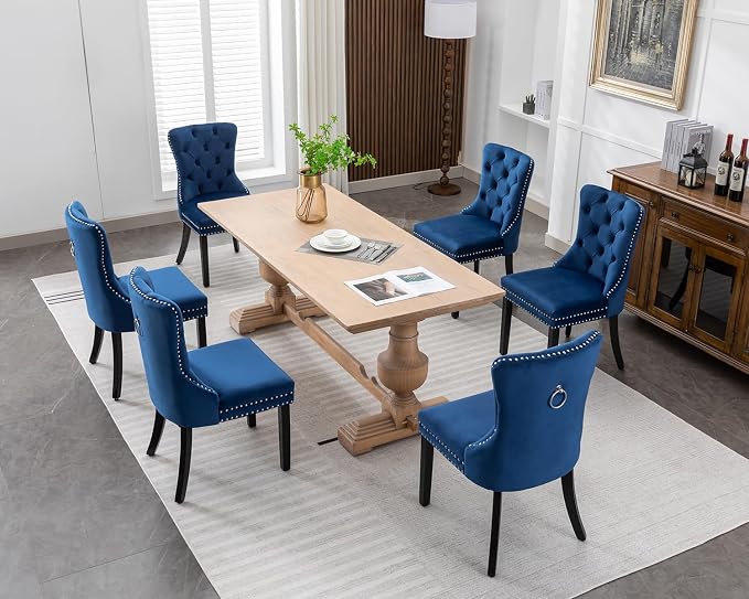 KCC Velvet Dining Chairs Set of 4, Upholstered High-end Tufted Dining Room Chair - Image 10
