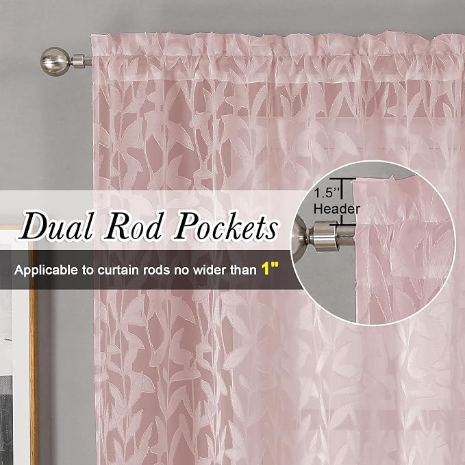 Lecloud Leia Blush Pink Sheer Valances - Image 5