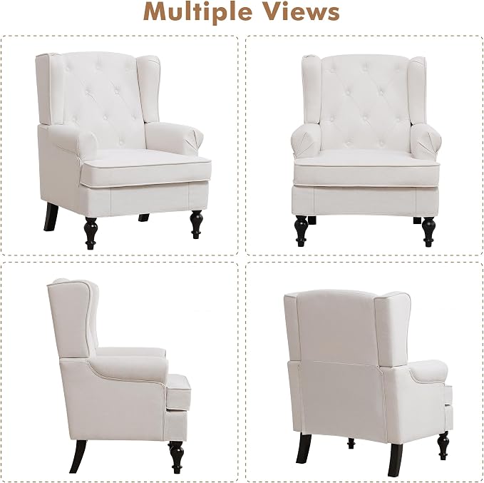Accent Chair for Living Room, Mid Century Modern Upholstered Armchair, Wingback - Image 9