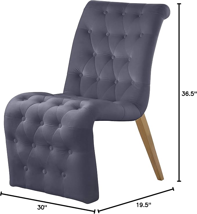 Meridian Furniture 920Grey-C Curve Collection Modern | Contemporary Velvet - Image 3
