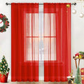 SpaceDresser Basic Rod Pocket Sheer Voile Window Curtain Panels Red 1 Pair 2 by SpaceDresser