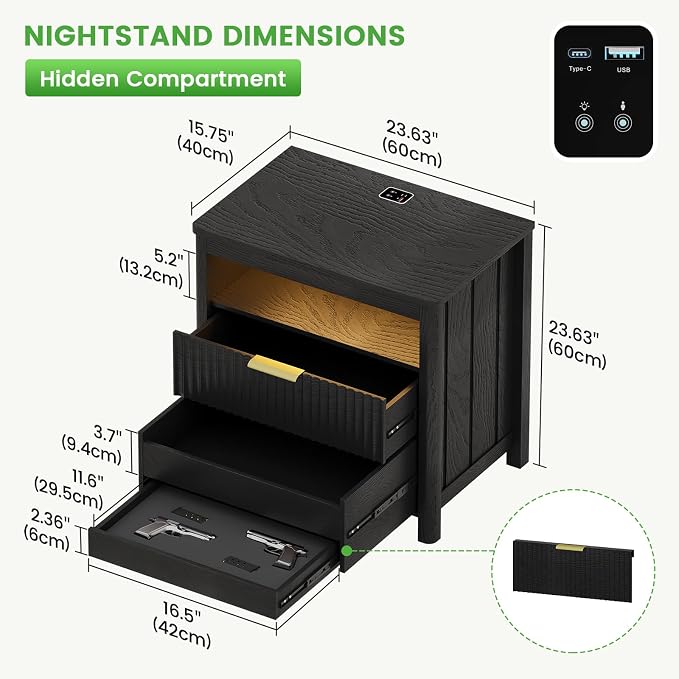 HNEBC Nightstand with Gun Drawer - Image 2