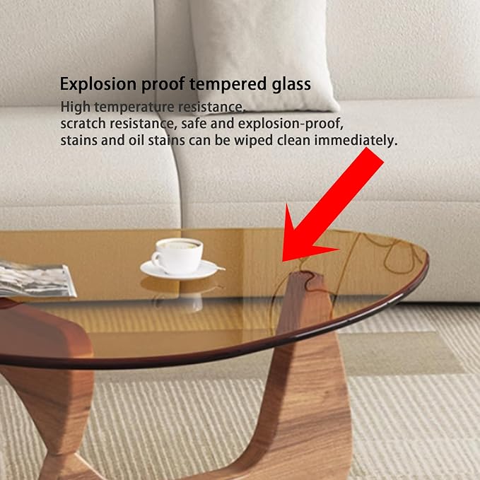EASYSOUL Modern Glass Coffee Table, 44.88" D x 32.28" W x 15.75" H, Abstract - Image 3