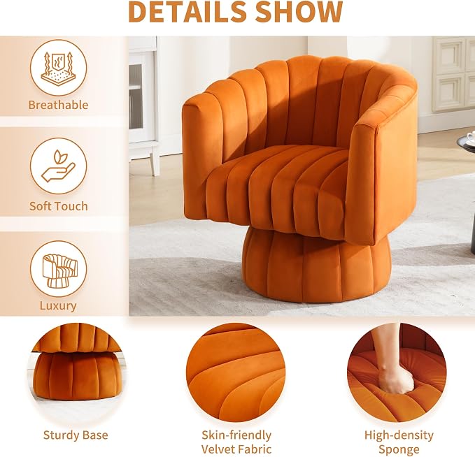 Swivel Accent Barrel Chair Set of 2- Cute Comfy Small Round 360° Arm Chair - Image 4