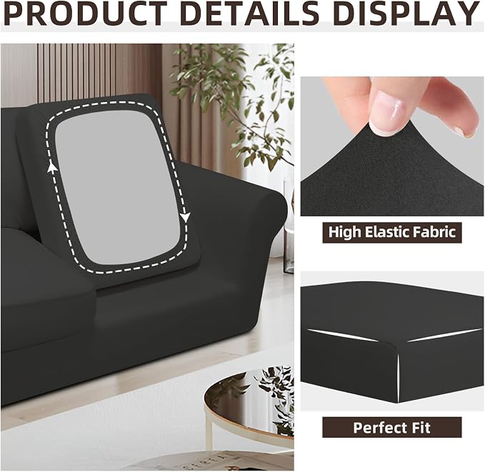 Easy-Going 7 Pieces Stretch Couch Cover Washable Sofa Cover Set - Image 6