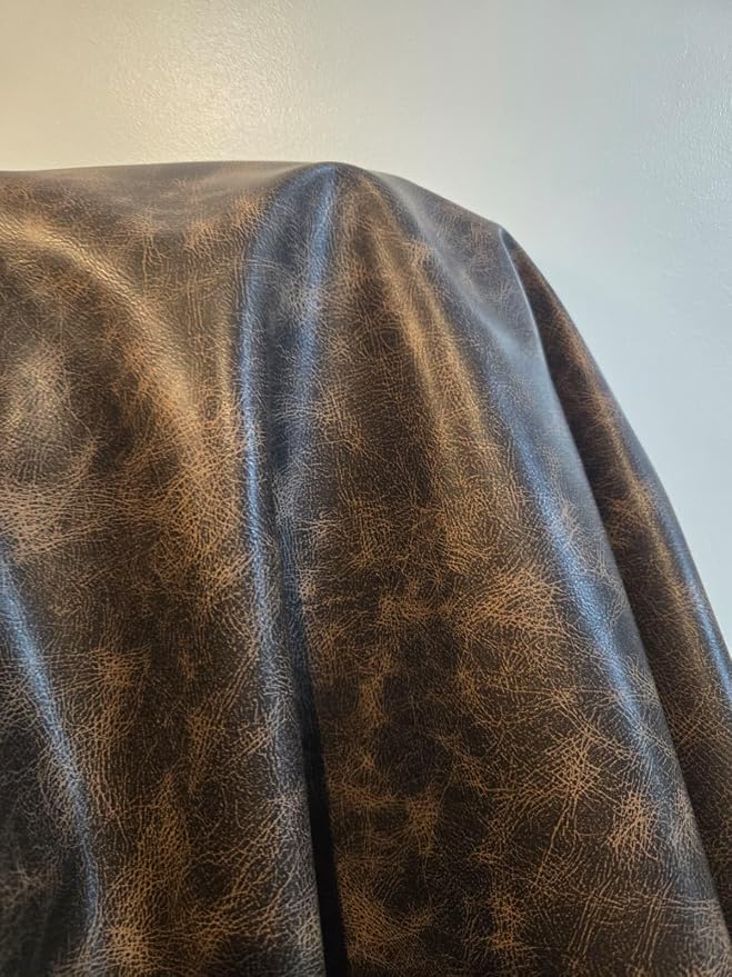 Brown Vintage Distressed Soft Faux Leather Fabric PU Peta Approved Vegan - Image 9