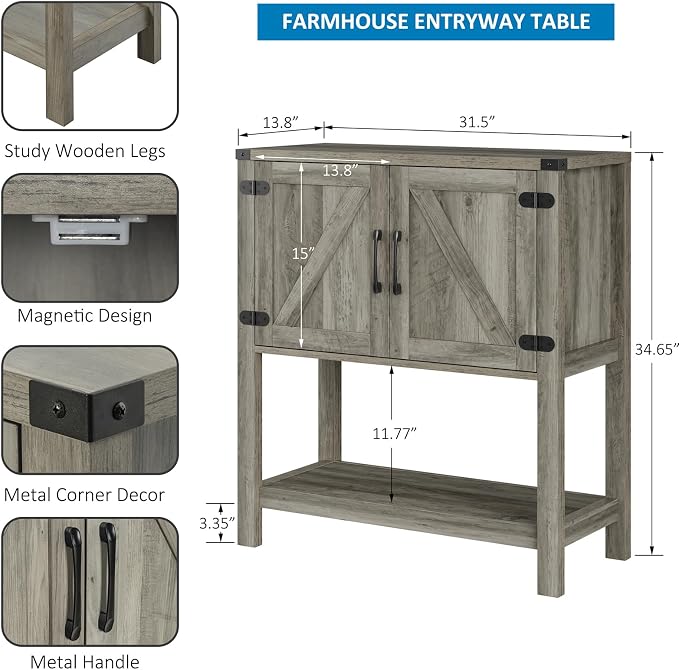 Mufico Console Table with 2-Door Cabinet Coffee Bar Cabinet Sofa Table - Image 2