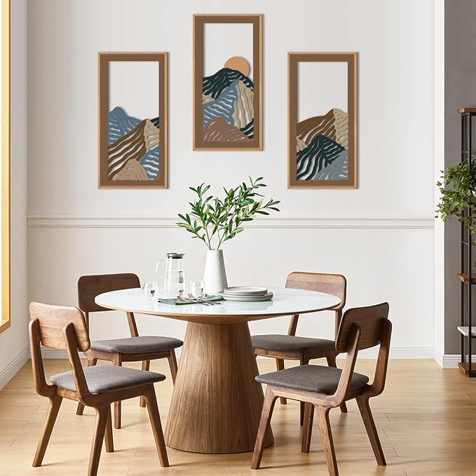 IARTTOP Abstract Mountain Wood Framed Wall Art 8x16 Inch Set of 3 Textured - Image 7