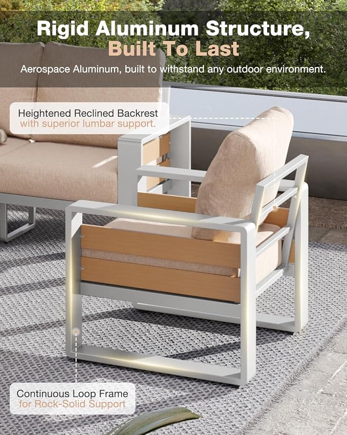 Aoxun Aluminum Patio Furniture Set, 2 Piece Luxury Outdoor Sectional - Image 5