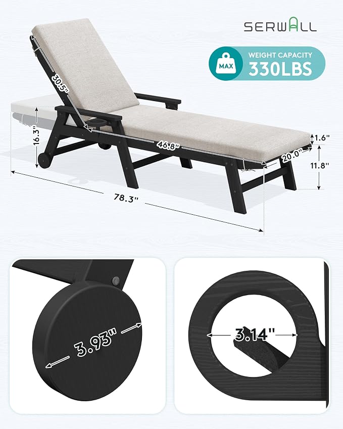 SERWALL Outdoor Chaise Lounge Set of 2 - Image 3