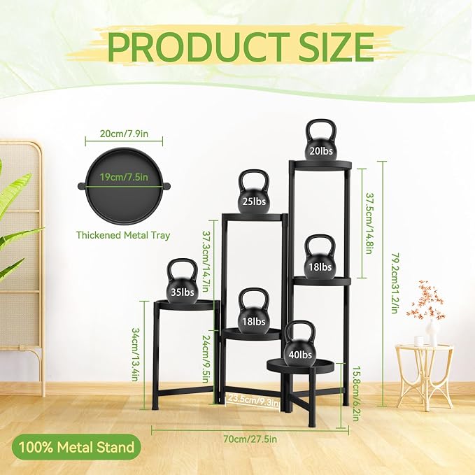 iDavosic.ly Plant Stand Indoor Outdoor, 6 Tier Corner Metal Flower Display - Image 3