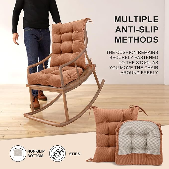 Lokex Rocking Chair Cushion Only, Tufted Non-Slip Comfortable Rocking Chair - Image 6