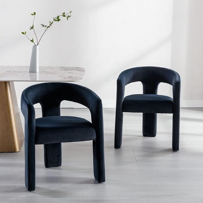 BESTANO Set of 3 Modern Velvet Fabric Upholstered Dining Chairs - Image 2