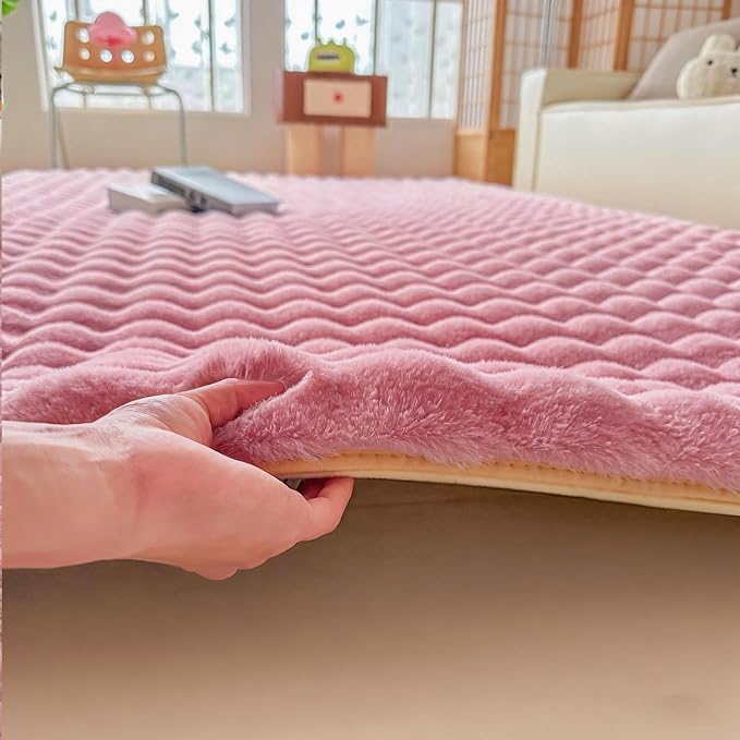 Pink Rabbit Plush Rug 6'x9', Fluffy Faux Fur Shaggy Area Rug - Image 6