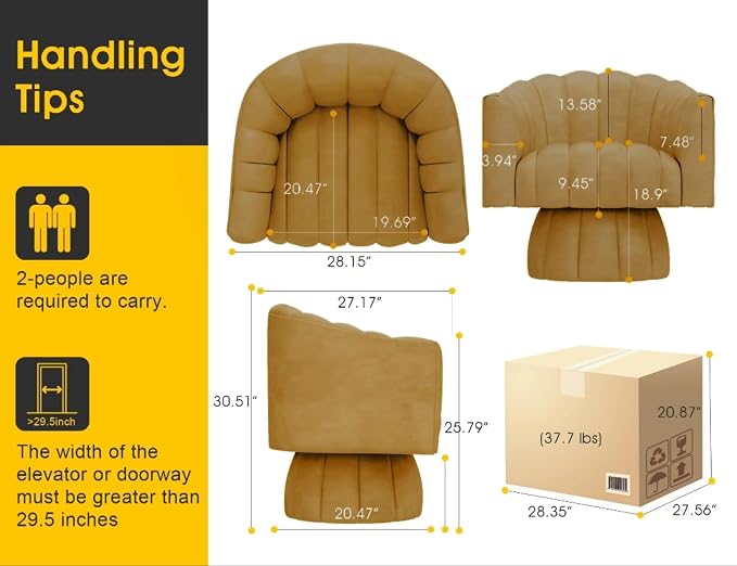 Dewhut Swivel Accent Chair, 360° Swivel Barrel Chair - Image 2
