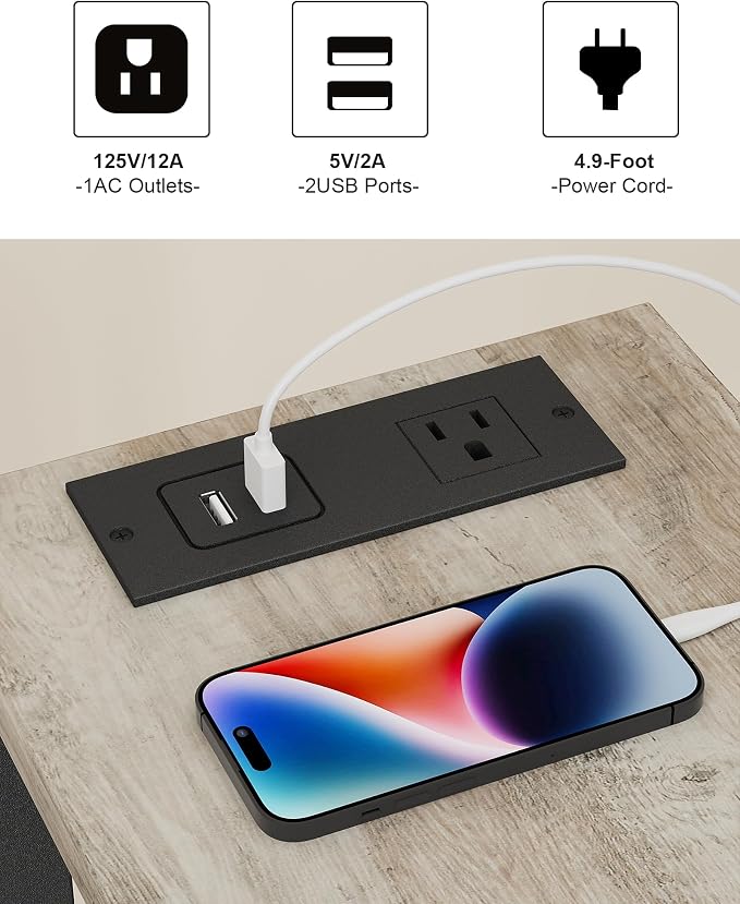 TUTOTAK Small End Table with Charging Station, Narrow Side Table with USB Ports - Image 7
