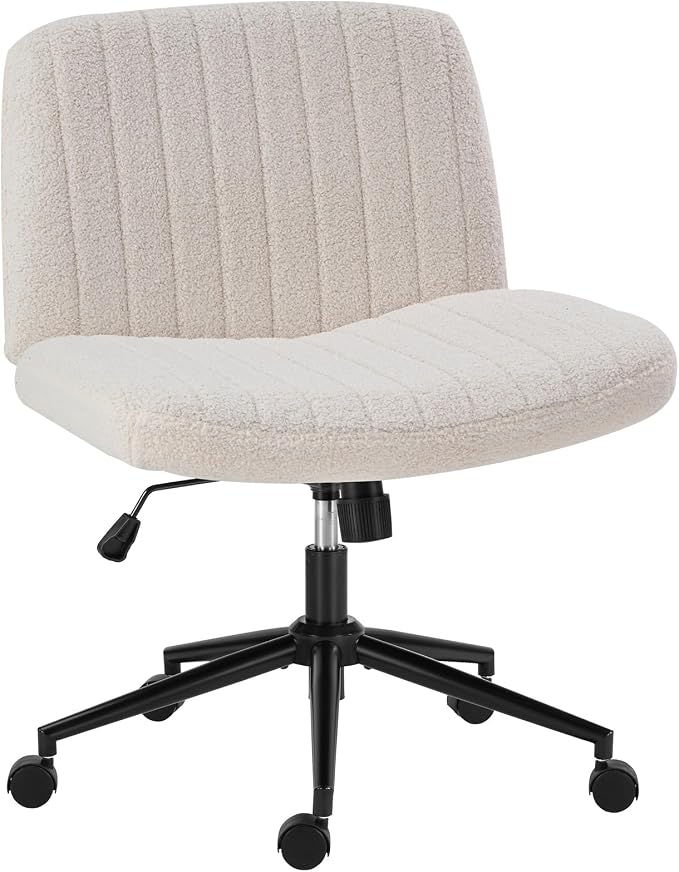 OLIXIS Criss Cross Chair with Wheels Wide Cross Legged Office Desk Vanity Chair by OLIXIS