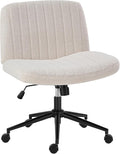 OLIXIS Criss Cross Chair with Wheels Wide Cross Legged Office Desk Vanity Chair by OLIXIS
