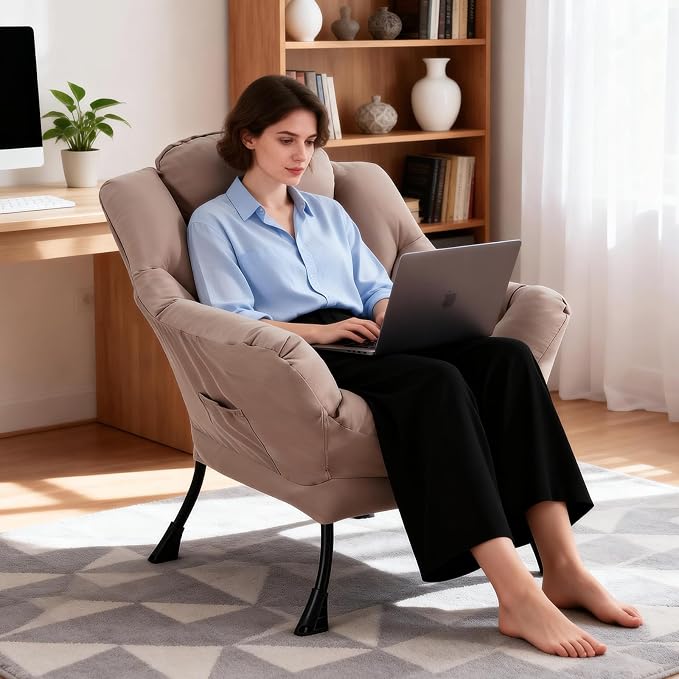 MBOOYOME Lazy Chair, Modern Soft Reading Chair Accent Contemporary Sofa Chair - Image 2