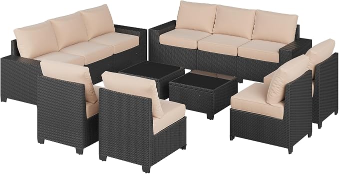 Aoxun Patio Furniture Set, Widen Armrests Wicker Outdoor Sectional - Image 10