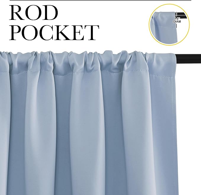 NICETOWN Blackout Curtains for Living Room, Vintage Blue, 2 Panels, 42 by 63 - Image 2