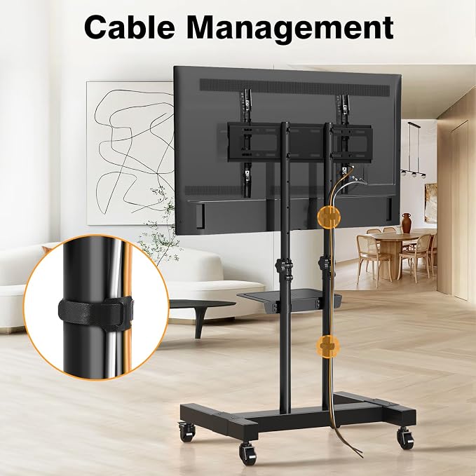 TAVR Furniture Mobile TV Stand Rolling TV Cart Floor Stand - Image 7