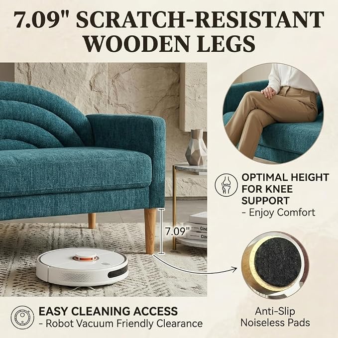 63" Small Loveseat Sofa for Small Spaces, Mid Century Modern Sofa, Linen - Image 7