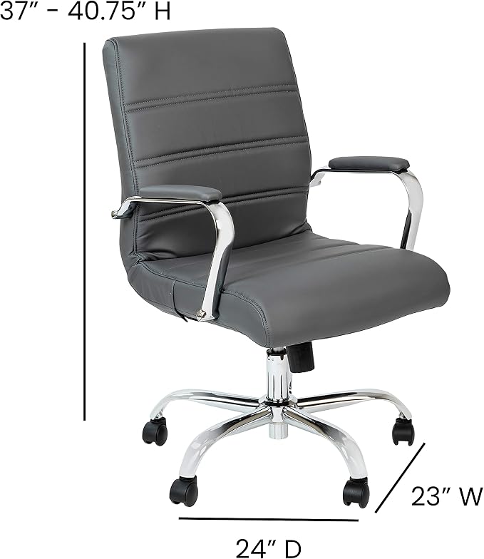 Flash Furniture Whitney Mid-Back Swivel LeatherSoft Desk Chair - Image 3